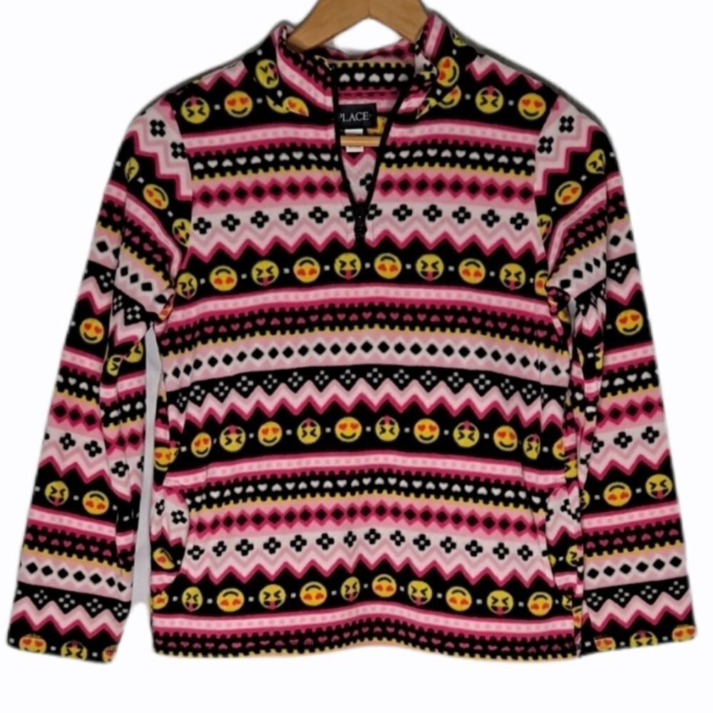 The Children's Place Fleece Pullover Jacket Multicolored Emoji Large (10-12)